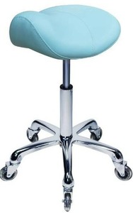lot 10846 image: Saddle Stool Rolling Ergonomic Swivel Chair for Esthetician Massage Clinic Kitchen Tattoo Salon Cutting ,Adjustable Hydraulic Posture Stool with Wheels (Without Backrest, Cyan)