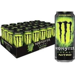 lot 10852 image: Monster Energy Nitro Super Dry Maximum Strength Drink 16, 384 Fl Oz, (Pack of 24)