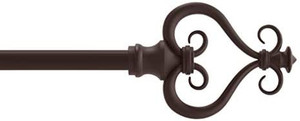 lot 14032 image: Kenney Serena Standard Decorative Window Curtain Rod, 48-84, Chocolate