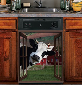 lot 14034 image: Kitchen Dishwasher Magnet Sticker Farm Cow Decor Magnetic Cover Stickers Home Dishwashers Decorative Animal Wallpaper for Refrigerators Magnetic Decals for 23 X 26 Inches