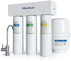 lot 24011 image: Maxblue MB-H7 Under Sink Reverse Osmosis Drinking Water Filter System and Maxblue 4396508 Refrigerator Water Filter Bundle