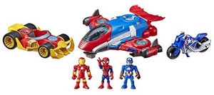 lot 24018 image: Marvel Super Hero Adventures Figure and Jetquarters Vehicle Multipack, 3 Action Figures and 3 Vehicles, 5-Inch Toys for Kids Ages 3 