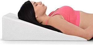 lot 24022 image: Bed Wedge Pillow with Memory Foam Top 7in � Wedge Pillow for Snoring, Neck Pillow for Pain Relief, Allergy Pillow, Acid Reflux Pillow, Heartburn Relief � Removable, Washable Cover
