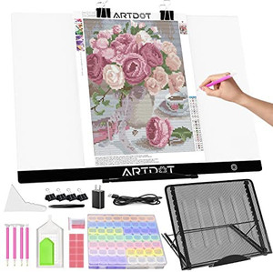 lot 24026 image: ARTDOT A2 LED Light Pad for Diamond Painting USB Powered Light Board Kit, Adjustable Brightness with 12 Angles Stand and Clips