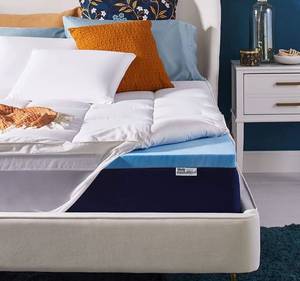 lot 24042 image: Sleep Innovations Dual Layer Enhanced Support Gel Memory Foam Mattress Topper, 3 Inches, Twin