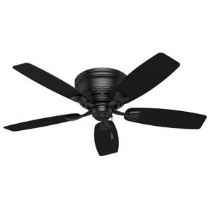 lot 34007 image: Hunter 48 Sea Wind Matte Black Ceiling Fan with Pull Chain