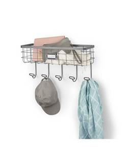 lot 34011 image: Spectrum Vintage-like Living Wire Wall Mount Basket Hook Station