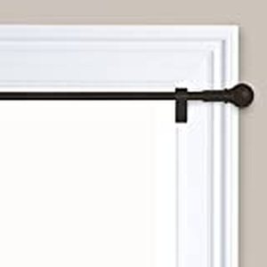 lot 34029 image: Smart Rods Twist and Shout No Drill Adjustable Tension Single Curtain Rod, 48-84, Oil Rubbed Bronze