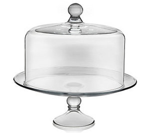 lot 34036 image: Libbey Selene Glass Cake Stand with Dome