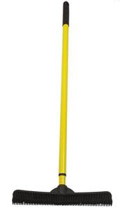 lot 44005 image: FURemover Broom, Pet Hair Removal Broom with Squeegee and Telescoping Handle That Extends from 3-5 Feet, YellowBlack