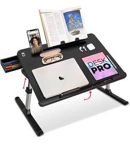 lot 44010 image: Large Folding Laptop Desk for Bed  Adjustable Laptop Table Height & Tilt Angle  Laptop Lap Desk, Bed Desk for Laptop