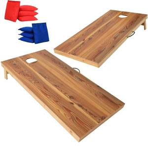 lot 44014 image: UKASE Solid Wood Cornhole Set Portable Toss Game with Bean Bags, Durable Wood Grain Printed Surface and Underneath for Indoor and Outdoor (Junior, Tailgate, Regulation)
