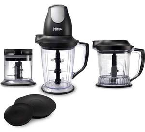 lot 44017 image: Ninja QB1004 BlenderFood Processor with 450-Watt Base, 48oz Pitcher, 16oz Chopper Bowl, and 40oz Processor Bowl for Shakes, Smoothies, and Meal Prep