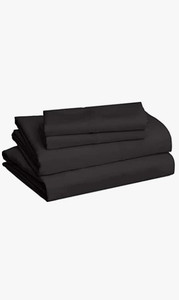 lot 44023 image: Lightweight Super Soft Easy Care Microfiber Bed Sheet Set with 14 Deep Pockets - Queen, Black