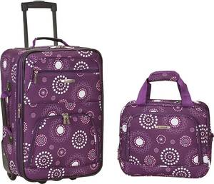 lot 34003 image: Rockland F102 Luggage Printed Luggage Set, Purple Pearl, Medium, 2-piece