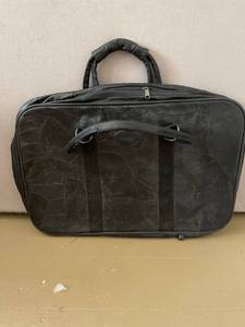 lot 33015 image: Leather () collapsible suitcase and rolling carry-on bag