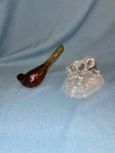 lot 33049 image: Glass bird and polar bear