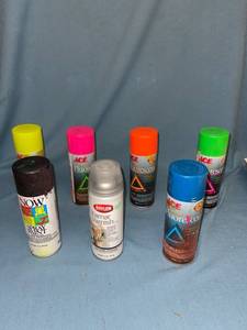 lot 33061 image: Spray paint and varnish - untested but most feel about half full