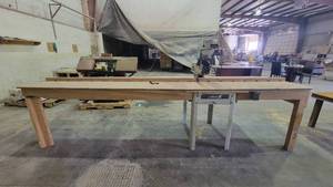 lot 7309 image: Delta X Table Saw W 12ft Wooden Table Model CPM 56B 34O9F P