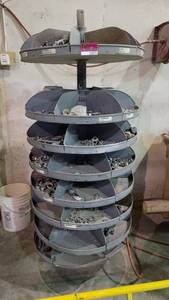 lot 15073 image: 6-Tier Metal Revolving Storage Bin W Contents&nbsp