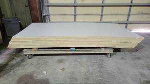 lot 7353 image: Pallet of Laminate Pressed Wood W a Steel Rolling Cart