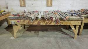 lot 7361 image: 8ft Wooden Work Bench W an Attached Electrical Outlet