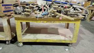 lot 7367 image: 5ft 2-Tier Wooden Rolling Cart
