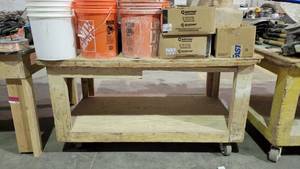 lot 7368 image: 5ft 2-Tier Wooden Rolling Cart