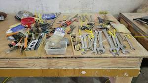 lot 15083 image: (25) Assorted Sizes Westward Stainless-Steel Wrenches, (4) Black Stone T27 Grinding Wheels, and Other Tools