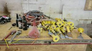lot 15090 image: Assorted Air Compression Hoses, (2) Heavy Duty 14in C-Clamps, and More