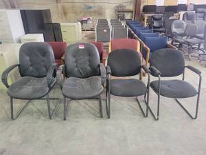 lot 15162 image: (4) Black and (3) Burgandy Chairs