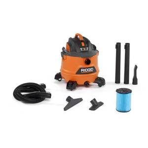 lot 1193 image: RIDGID 14 Gallon 6.0-Peak HP NXT WetDry Shop Vacuum with Fine Dust Filter, Hose and Accessories, OrangesPeaches
