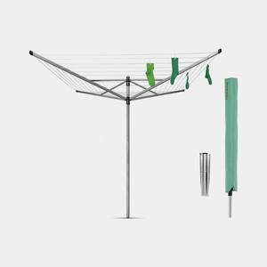 lot 957 image: Brabantia Lift-O-Matic 197-Foot Outdoor Dryer, Ground Spike and Cover, Metallic Gray
