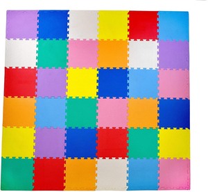 lot 949 image: 36 Multicolor Snap Together Foam Floor Tiles, Roughly 12x12 Inches