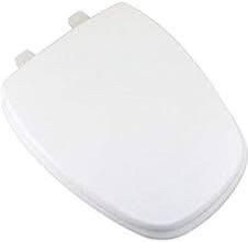 lot 4395 image: PlumbTech 188-00 Deluxe Wood Elongated Square Front Toilet Seat with Adjustable Hinge, White