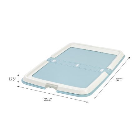 lot 4430 image: IRIS USA Extra Large Pet Potty Training Pad Holder, Blue