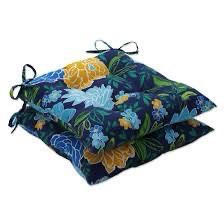 lot 4458 image: set of 2 Pillow Perfect Spring Bling Blue Tufted Seat Cushions