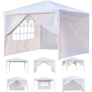 lot 4854 image: 10 x 10 Canopy Tent with 4 Side Walls, Upgraded Backyard Tent for Parties, White Party Wedding Tent for Outside, Patio Gazebo Tent BBQ Shelter Pavilion for Camping Parties Garden Pool, I7399