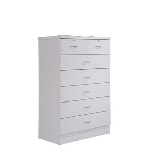 lot 4868 image: Hodedah 7-Drawer Chest with Locks on 2-Top Drawers, White