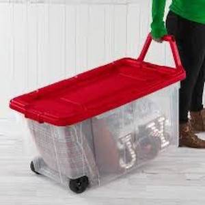 lot 4884 image: set of 2 - Sterlite 60 qt Rolling Storage Totes with Handle