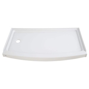 lot 4887 image: American Standard 2698.ST3L.011 Ovation 30 x 60 Single Threshold Left Hand Drain Shower Base in Arctic White