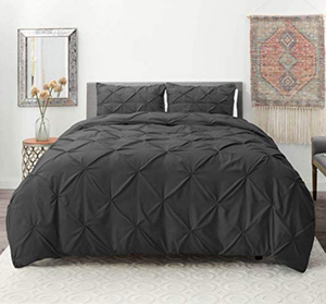 lot 34631 image: Nestl Twin Duvet Cover Set Pintuck - Double Brushed Gray Duvet Cover Twin 2 Piece with Button Closure, 1 Pinch Pleated Twin Size Duvet Cover 68x90 inches and 1 Pillow Sham