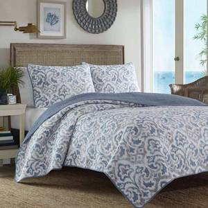 lot 34639 image: Tommy Bahama Cape Verde Smoke Reversible 3-Piece King Quilt Set Bedding