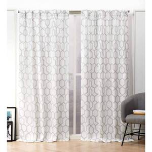 lot 34645 image: Set of 2 (108x54) Nicole Miller Hexa Geometric Print Hidden Tab Top Curtain Panels Gray - Nicole Miller, Lot of 2