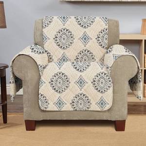 lot 35147 image: Medallion Printed Chair Furniture Protector Cover Taupe - Sure Fit