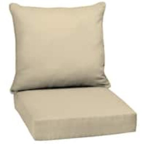 lot 35173 image: Arden Selections Tan Outdoor Deep Seat Cushion, 2 Pack