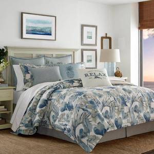 lot 35178 image: King 4pc Raw Coast Comforter Set Blue - Tommy Bahama
