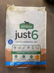 lot 10003 image: Rachael Ray Nutrish Just 6 Natural Dry Dog Food, Grain Free Turkey Meal & Pea Limited Ingredient Diet, 24 lbs