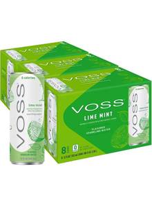 lot 32088 image: VOSS Lime Mint Flavored Sparkling Water - Unsweetened, Zero Calories, 355ml Cans (Pack of 24)