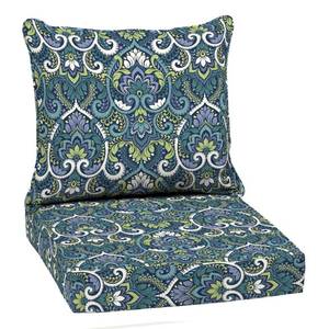 lot 32092 image: Arden Selections Sapphire Blue Leala Damask Outdoor 24 x 22 in. Deep Seat Cushion Set - 22 W x 24 D in.